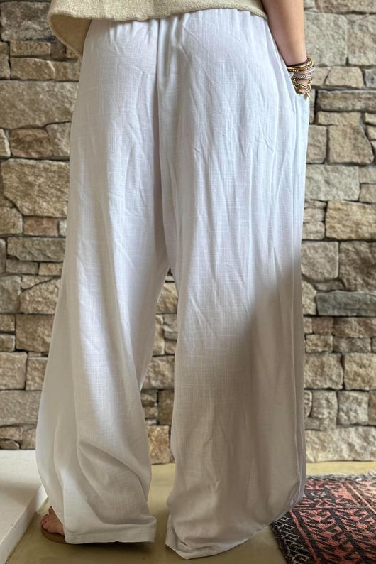 Lindin Linen Blend Dart Barrel Pant White